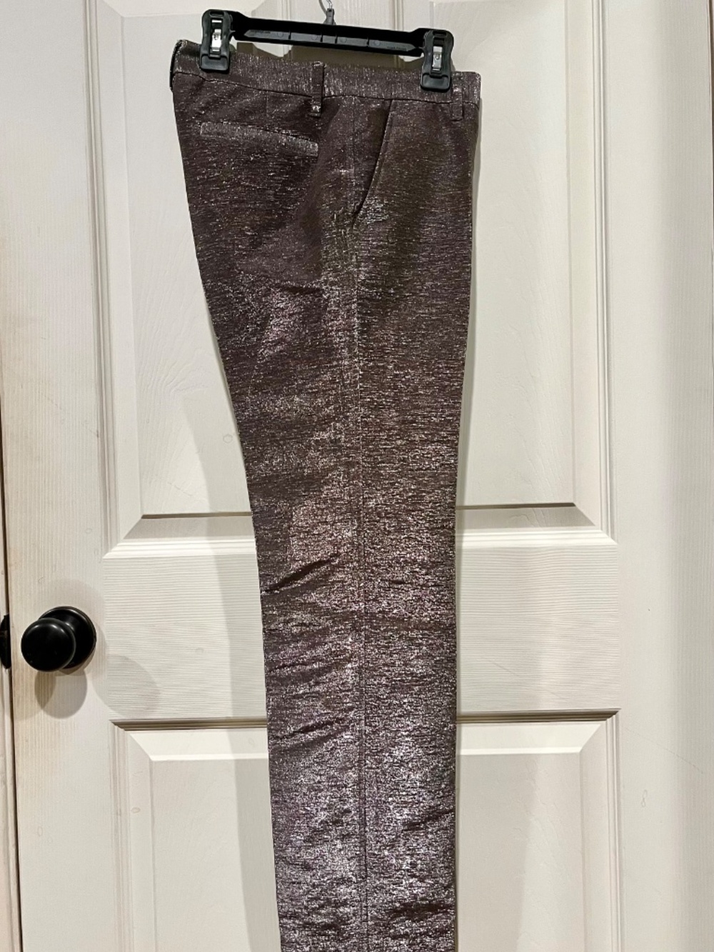 Dolce & Gabbana Metallic Gray Silver Jacquard Tailored Straight Trousers IT 38